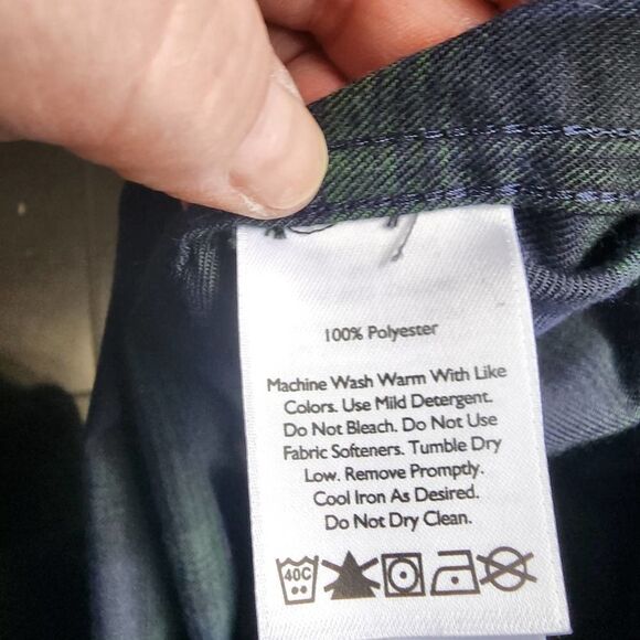 Eddie Bauer green & blue plaid button down - Picture 3 of 4